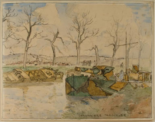 Canonnière camouflée. Verdun, 1917